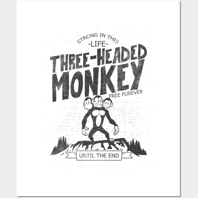 The three-headed monkey Wall Art by Cromanart